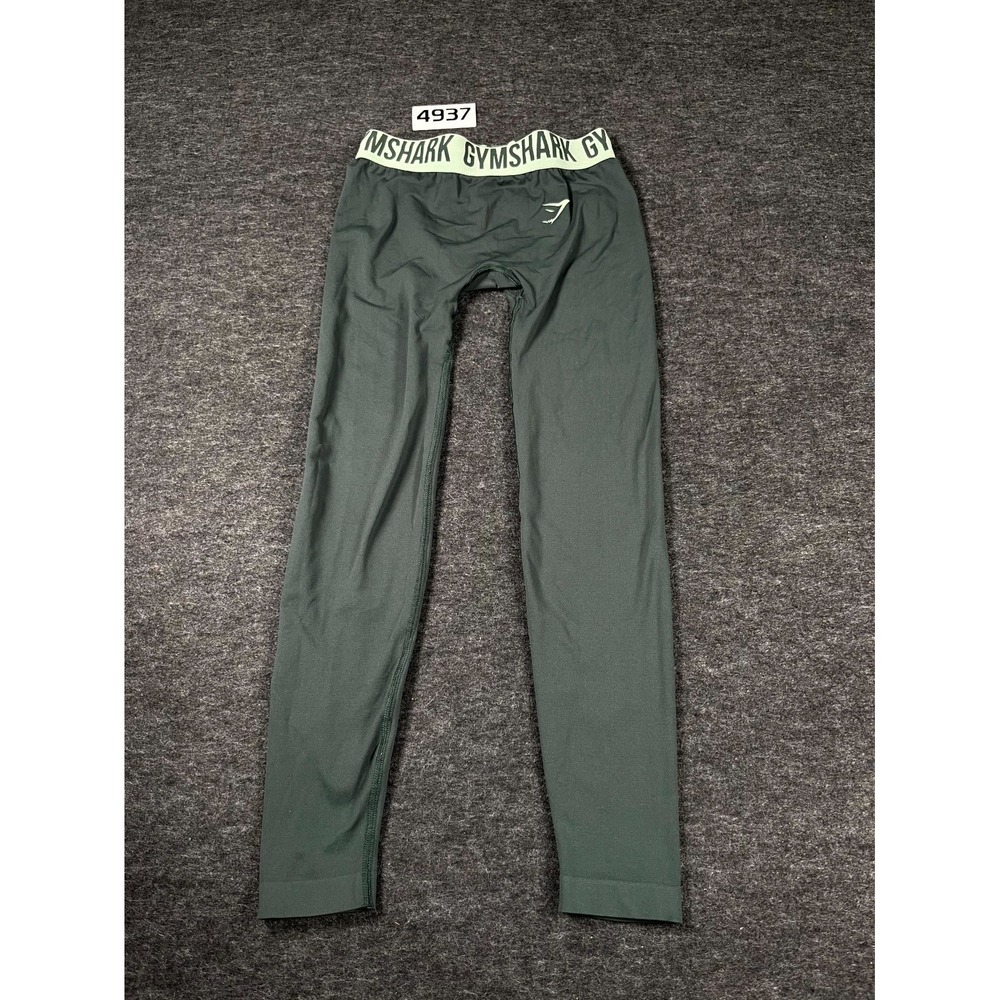 Gymshark Fit Seamless‎ Leggings Womens Small Green Stretch Logo Workout Yoga